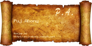 Puj Abony névjegykártya